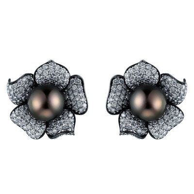 Серьги из белого золота с бриллиантом и жемчугом (Арт.l545pxc4wg_wb_wg)