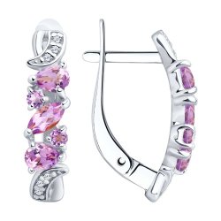 Серьги из серебра с аметистами и фианитами (Арт.92021781)