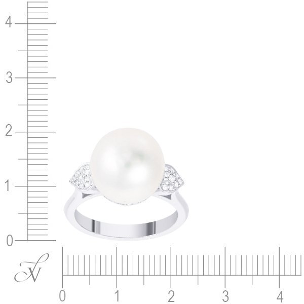 Кольцо из белого золота с бриллиантом и жемчугом (Арт.mr85438-wd-pl_wp_wg)