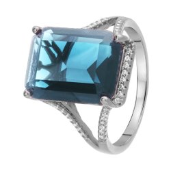 Кольцо из серебра с куб. цирконием и ситаллом (Арт.pd-r00305-x-w-lbg-x-w)