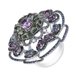 Кольцо из золота с аметистом и бриллиантом (Арт.r01330k_ko_gsa_sa_am_bw)