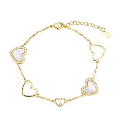Браслет из серебра с жемчугом и фианитом (Арт.pi-b03087-x-l-pn-x-w)