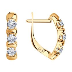 Серьги из золочёного серебра с фианитами (Арт.93-120-01304-1)