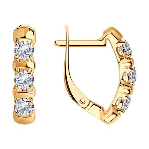 Серьги из золочёного серебра с фианитами (Арт.93-120-01304-1)