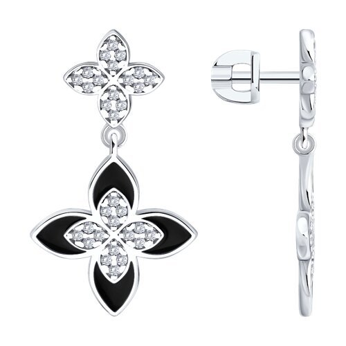 Серьги из серебра с фианитами и эмалью (Арт.94027262)