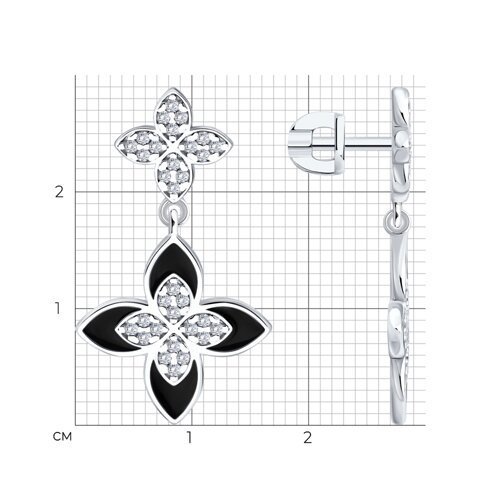 Серьги из серебра с фианитами и эмалью (Арт.94027262)