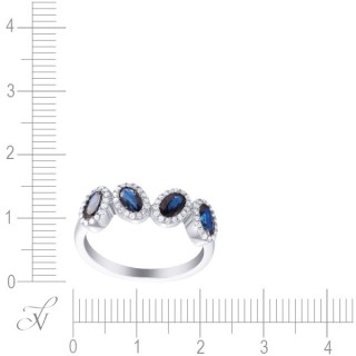 Кольцо из белого золота с бриллиантом и сапфиром (Арт.r34498_ko_sa_wg)