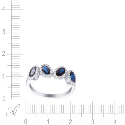 Кольцо из белого золота с бриллиантом и сапфиром (Арт.r34498_ko_sa_wg)