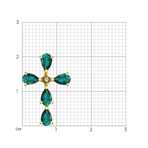 Подвеска из желтого золота с бриллиантом и изумрудами (Арт.3030246-2)