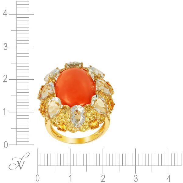 Кольцо из золота с кораллом и празиолитом (Арт.rg-339432_ko_ys_cr_ct_ga_yg)