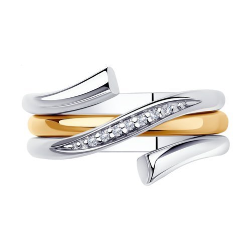 Кольцо из золочёного серебра с фианитами (Арт.93010896)