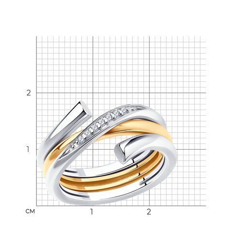 Кольцо из золочёного серебра с фианитами (Арт.93010896)
