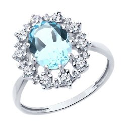 Кольцо из серебра с топазом и фианитами (Арт.94-310-02042-1)