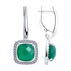 Серьги из серебра с агатами и фианитами (Арт.94-321-00433-1)