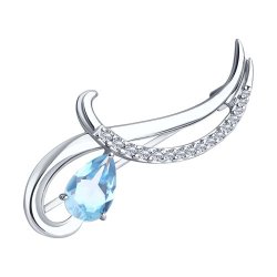 Брошь из серебра с топазом и фианитами (Арт.94-340-01053-1)