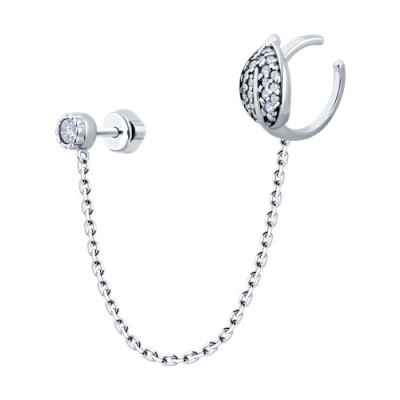 Серьга из серебра с фианитами «Стильный каскад» Соколов (арт.94170340)