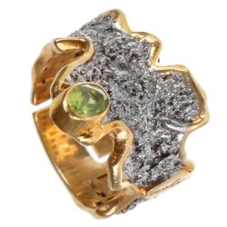 Серебряное кольцо BEAVERS с хризолитом 1093h_ox