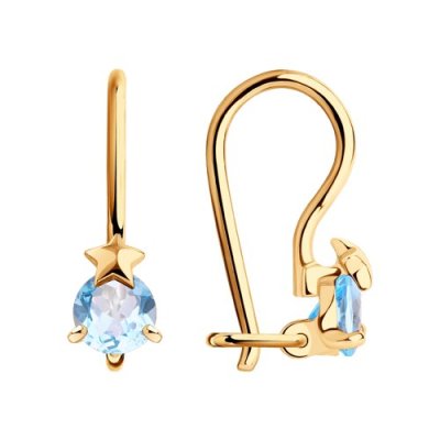 Серьги золотые пробы 585 с топазом (Арт.51-320-00965-2)