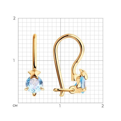 Серьги золотые пробы 585 с топазом (Арт.51-320-00965-2)
