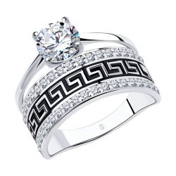 Кольцо из серебра с эмалью с фианитами (Арт.94011131)