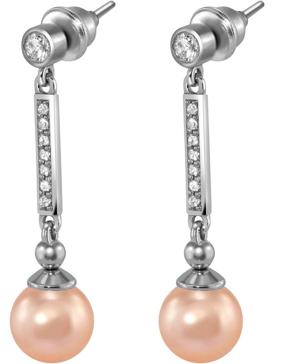 Серьги из серебра с жемчугом и кристаллом swarovski (Арт.aas-6-a-8-12-s)
