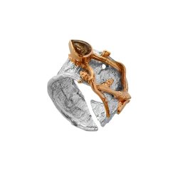 Серебряное кольцо BEAVERS с раухтопазом 1218rt