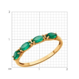 Кольцо золотое с агатом «Изумрудная линия» Соколов (арт.51-310-02152-3)