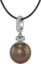 Кулон из серебра с жемчугом и кристаллом swarovski (Арт.abp-2-12-33-s)