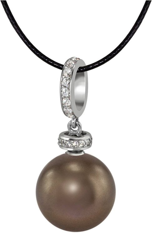 Кулон из серебра с жемчугом и кристаллом swarovski (Арт.abp-2-12-33-s)