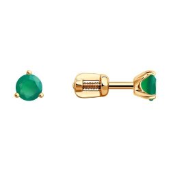 Серьги пусеты золотые пробы 585 с агатом (Арт.51-322-01692-5)