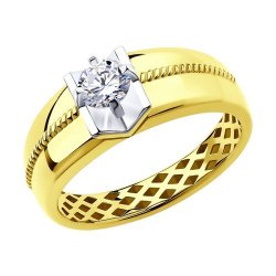 Кольцо из желтого золота с фианитом (Арт.018258-2)