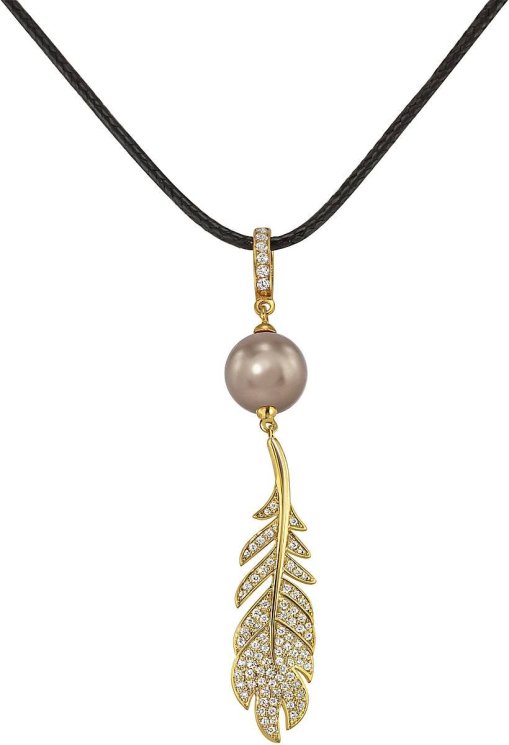 Кулон из серебра с жемчугом и кристаллом swarovski (Арт.cbp-4-36-9-g)