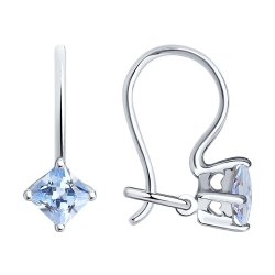 Серьги из серебра с голубыми фианитами (Арт.94020582)