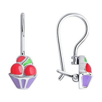 Серьги из серебра с эмалью «Ягодный Десерт» Соколов (арт.94023099)