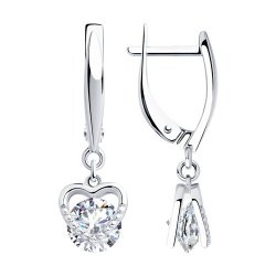 Серьги из серебра с фианитами (Арт.94023432)