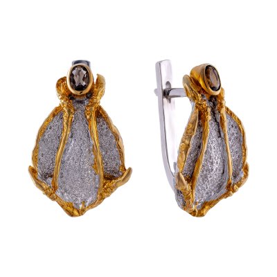 Серьги серебряные с раухтопазом «Таинственный жук» Beavers (арт.BS_2106RT)