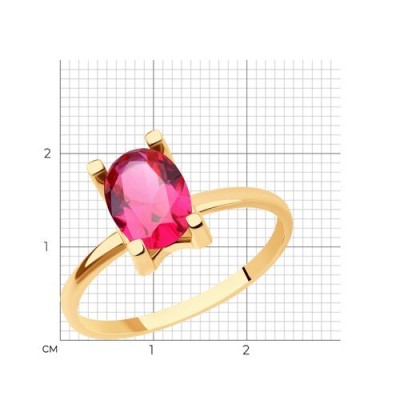Кольцо золотое с корундом «Алая Овалия» Соколов (арт.716499)