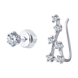 Серьги из серебра с фианитами (Арт.94025895)