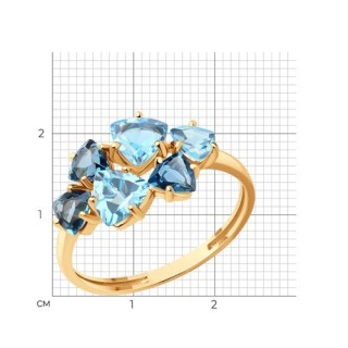 Кольцо золото 585 с топазом «Небесный каскад» Соколов (арт.716945)