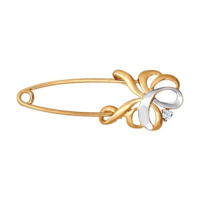 Брошь из золота с фианитом (Арт.040208)