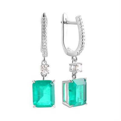 Серьги из серебра с ситаллом и фианитом (Арт.cz-e04302-x-w-eg-x-w)