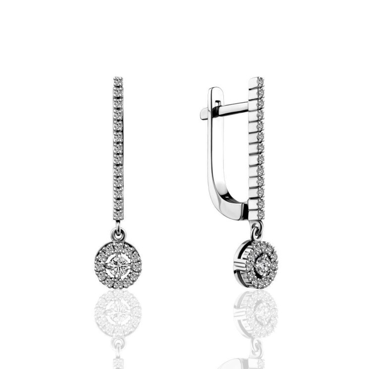 Серьги из золота с бриллиантом Русские Самоцветы (Арт.53976)