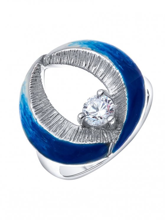 Серебряное кольцо с эмалью и фианитом TEOSA R1113-CZS-RR-BW