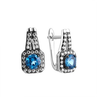 Серьги серебряные с топазом и фианитами «Spring Shine» Fresh Jewelry (арт.PD-E00938-X-WB-LB-X-W)