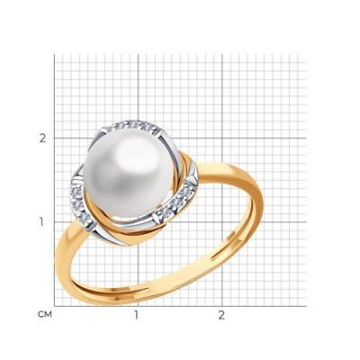 Кольцо золотое с бриллиантами и жемчугом «Перламутровая Орбита» Соколов (арт.79-10017)