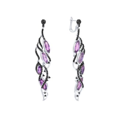 Серьги из белого золота с аметистом и сапфиром (Арт.er-30519a_sr_bsa_am_wg)