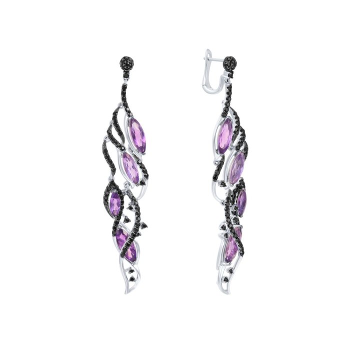 Серьги из белого золота с аметистом и сапфиром (Арт.er-30519a_sr_bsa_am_wg)