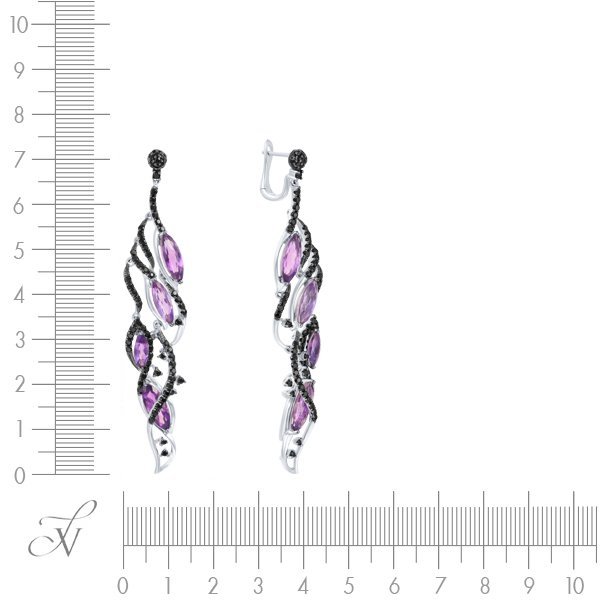 Серьги из белого золота с аметистом и сапфиром (Арт.er-30519a_sr_bsa_am_wg)