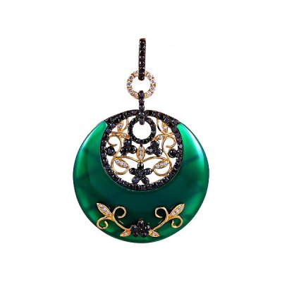 Кулон из золота с агатом и бриллиантом (Арт.hf04259p-y-gag_pd_db_zag_yg)