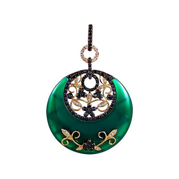 Кулон из золота с агатом и бриллиантом (Арт.hf04259p-y-gag_pd_db_zag_yg)